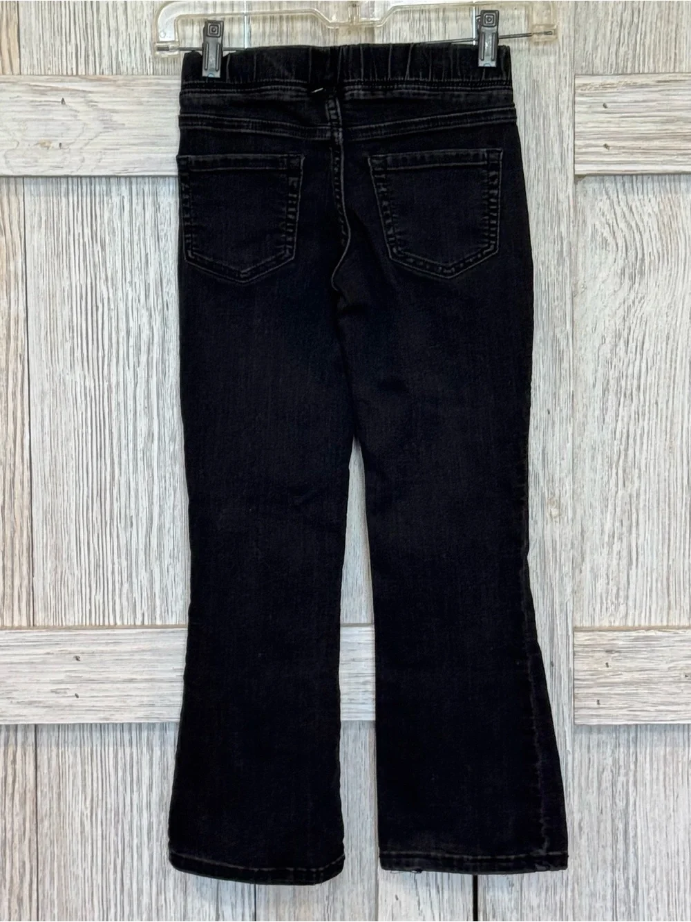 Cat & Jack Girls Black Bootcut Jeans sz 7 some wear at Hem